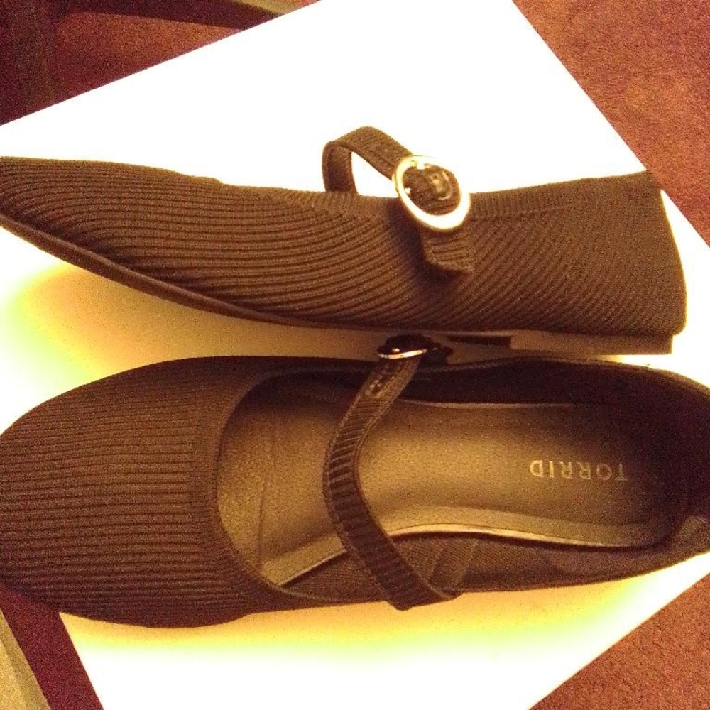 Torrid Black Ribbed Mary Jane Flats Size 11.5ww